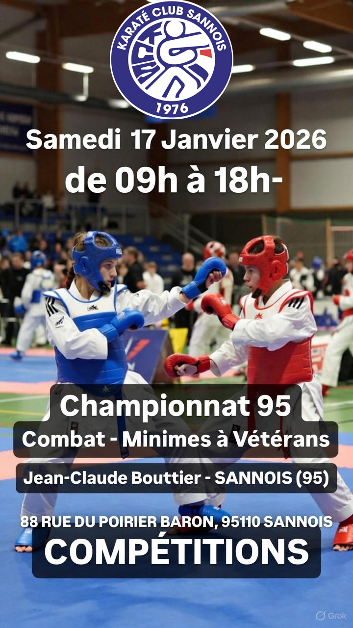 Championnat 95 Combat – des minimes cadets juniors Séniors Vétérans Samedi 17 Janvier 2026 info et programme