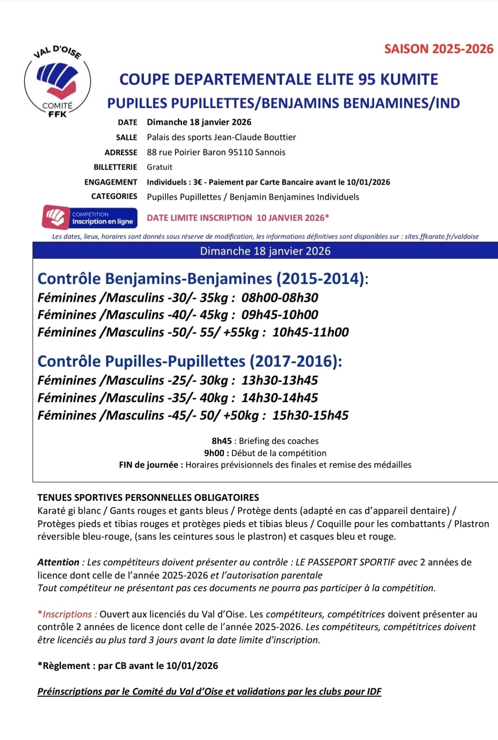 Programme Pupilles et Benjamins
